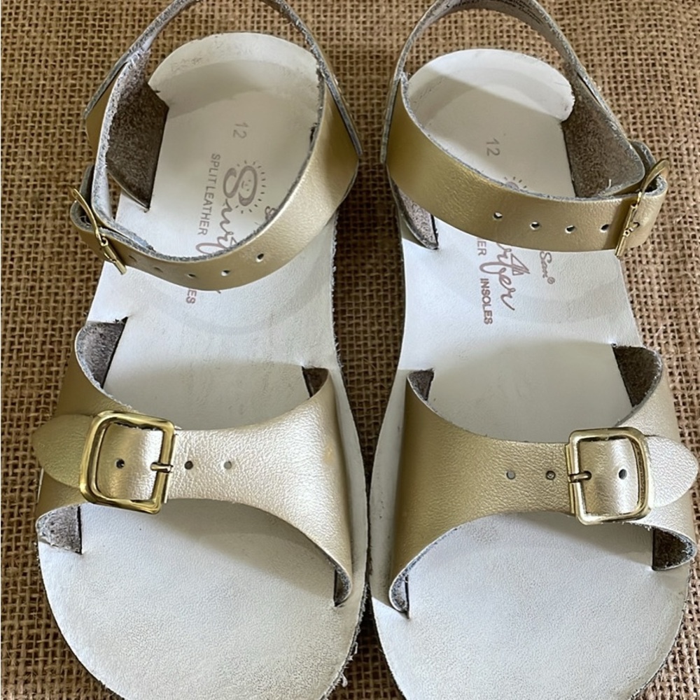 Sun San Surfer Gold Leather Kids Sandals